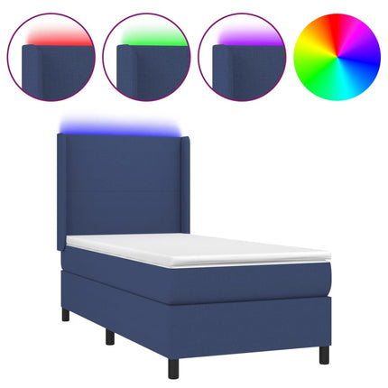 kontinentalseng med LED-lys 100x200 cm stof blå