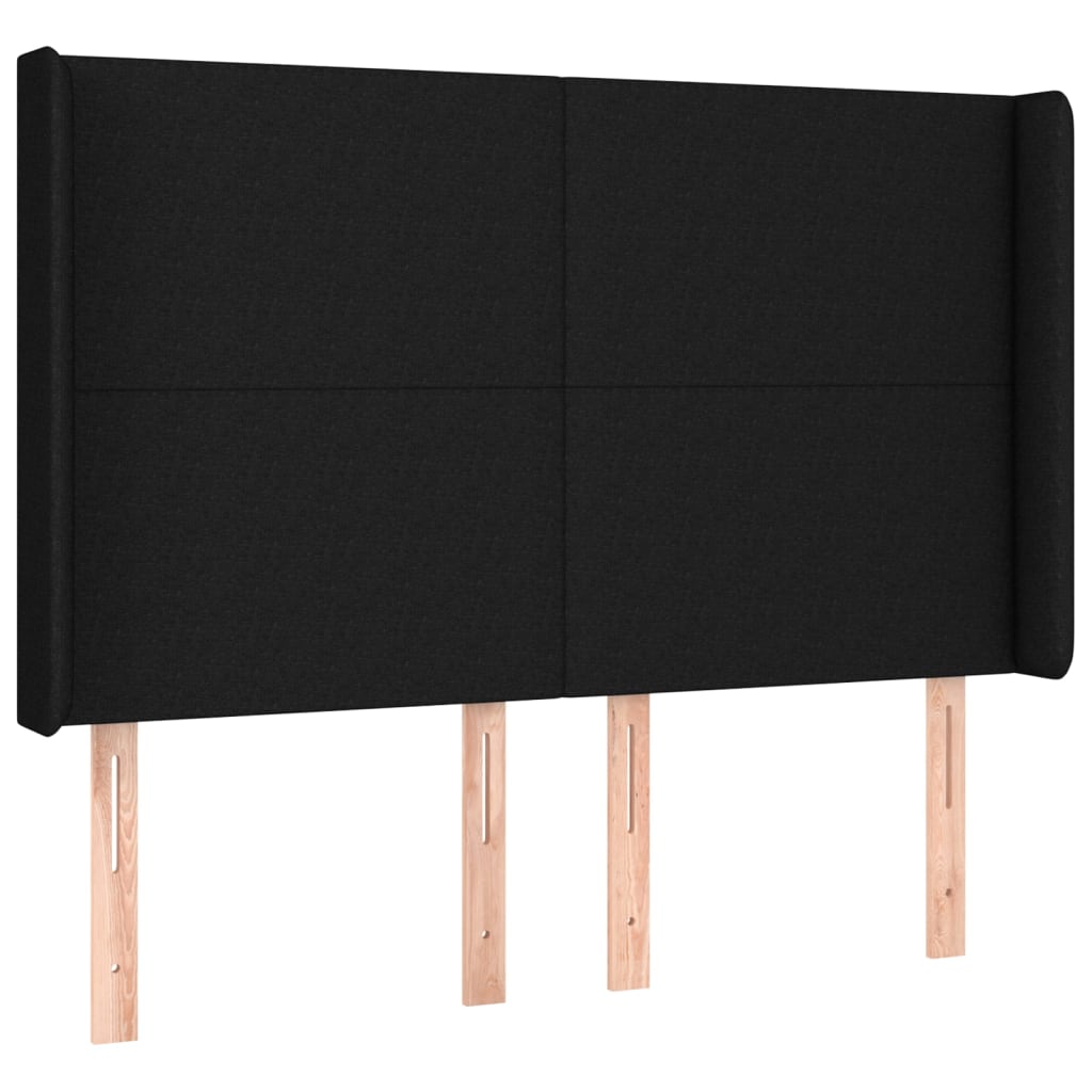 kontinentalseng med LED-lys 140x200 cm stof sort