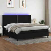 kontinentalseng med LED-lys 200x200 cm stof sort