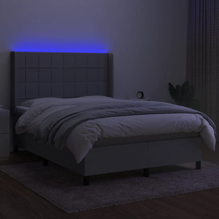 kontinentalseng med LED-lys 140x190 cm stof lysegrå