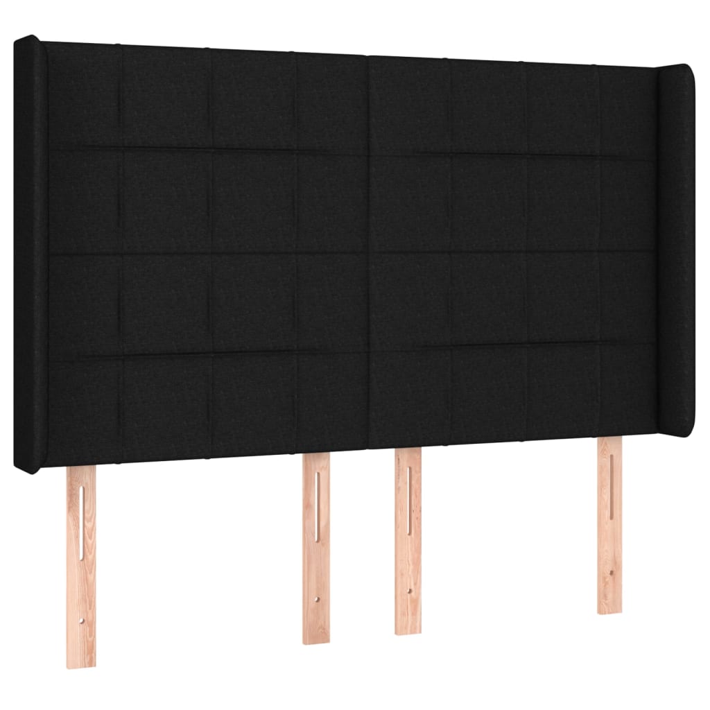 kontinentalseng med LED-lys 140x190 cm stof sort