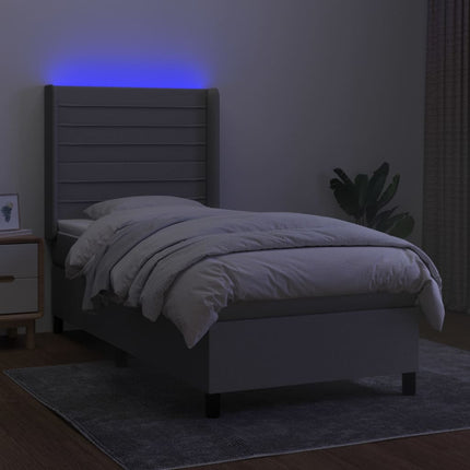 kontinentalseng med LED-lys 90x200 cm stof lysegrå