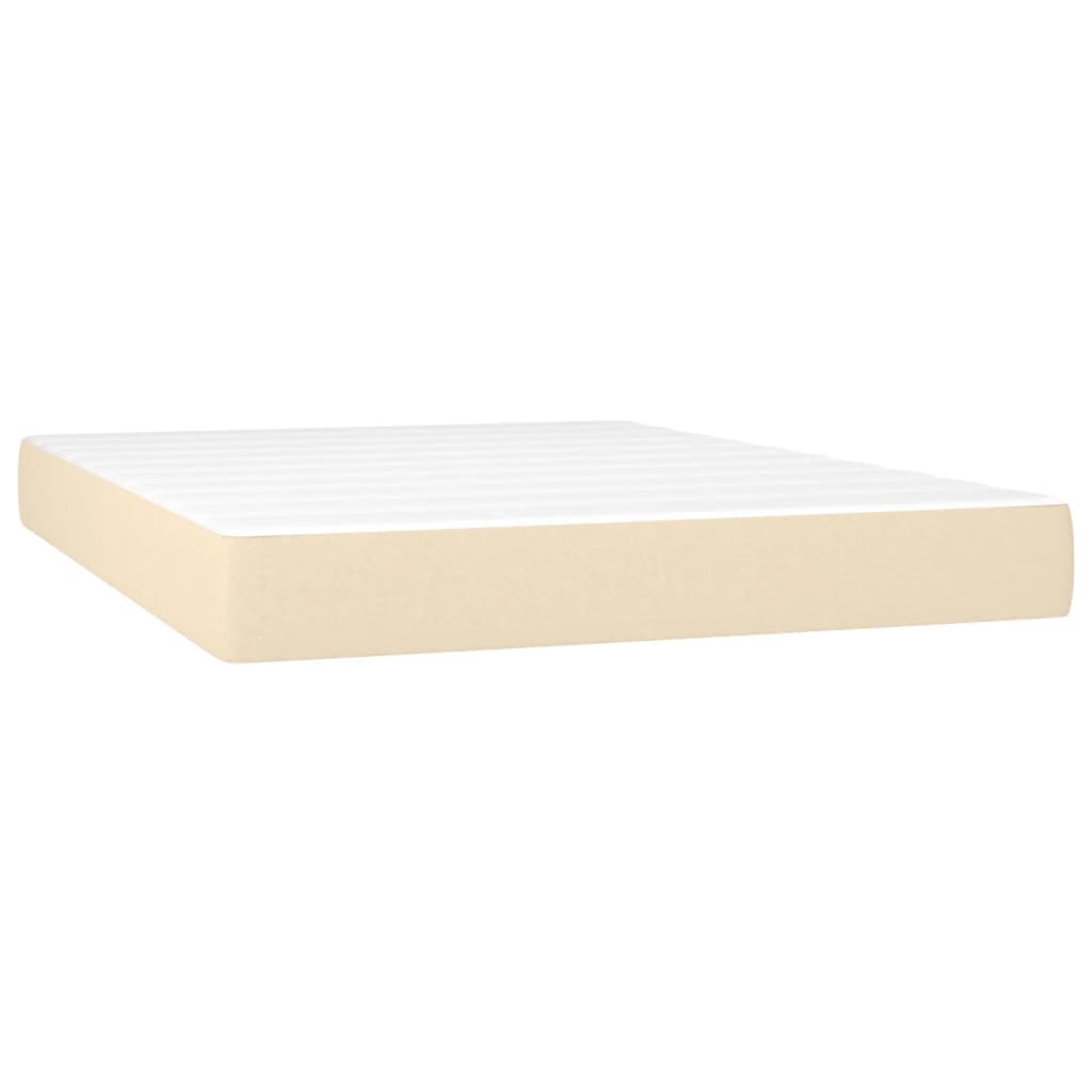 kontinentalseng med LED-lys 140x190 cm stof cremefarvet