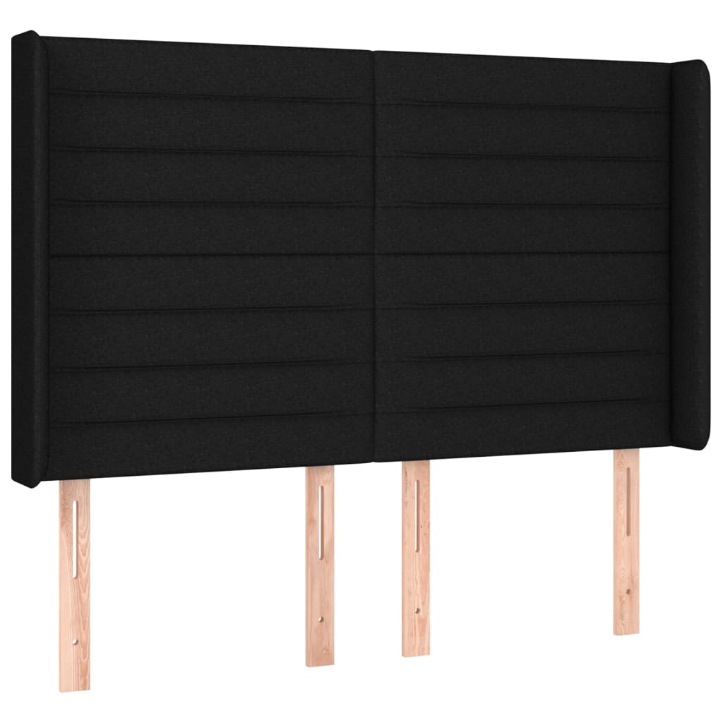 kontinentalseng med LED-lys 140x200 cm stof sort