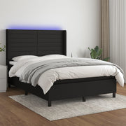 kontinentalseng med LED-lys 140x200 cm stof sort