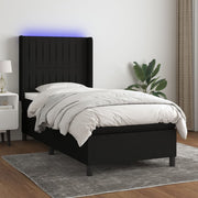 kontinentalseng med LED-lys 90x200 cm stof sort
