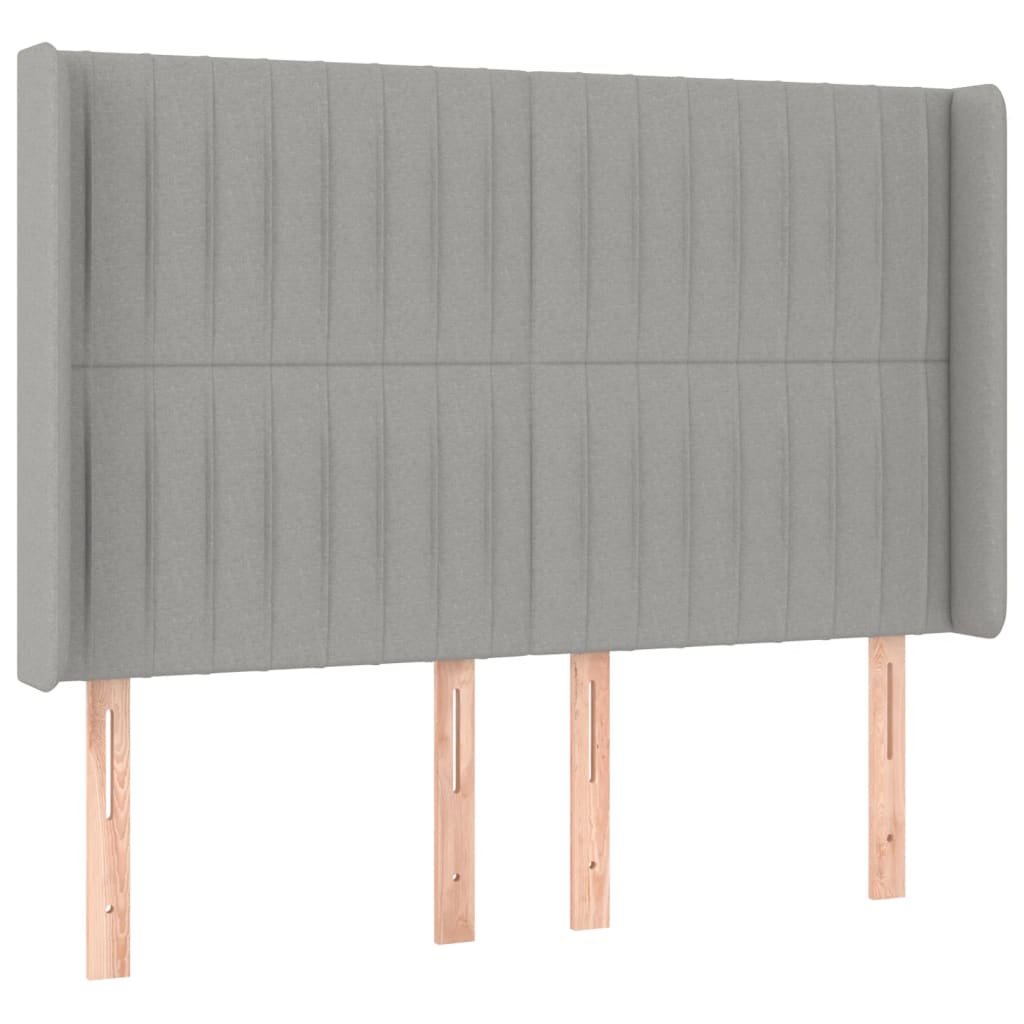 kontinentalseng med LED-lys 140x190 cm stof lysegrå