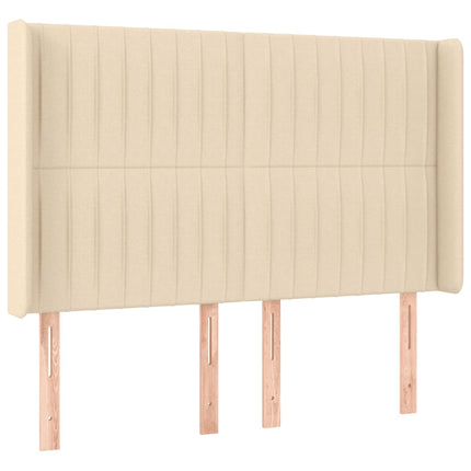 kontinentalseng med LED-lys 140x190 cm stof cremefarvet