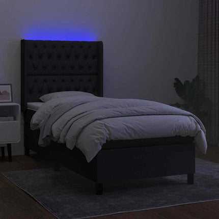 kontinentalseng med LED-lys 80x200 cm stof sort