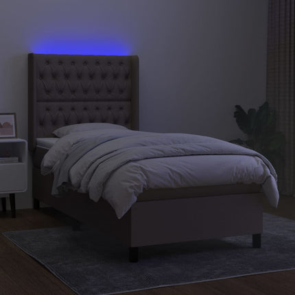 kontinentalseng med LED-lys 100x200 cm stof gråbrun