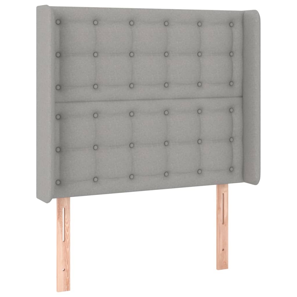 kontinentalseng med LED-lys 90x200 cm stof lysegrå