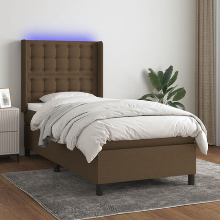 LED Box Spring Bed med hovedgærde Stof