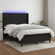 kontinentalseng med LED-lys 140x200 cm stof sort