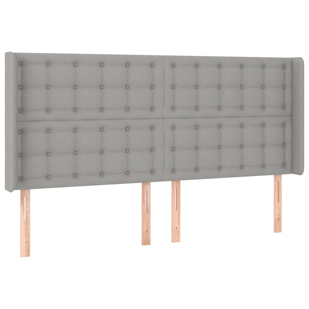 kontinentalseng med LED-lys 160x200 cm stof lysegrå