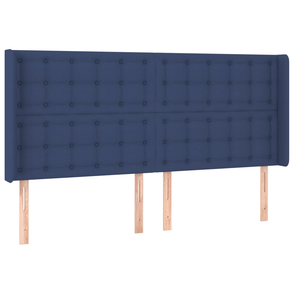 kontinentalseng med LED-lys 200x200 cm stof blå