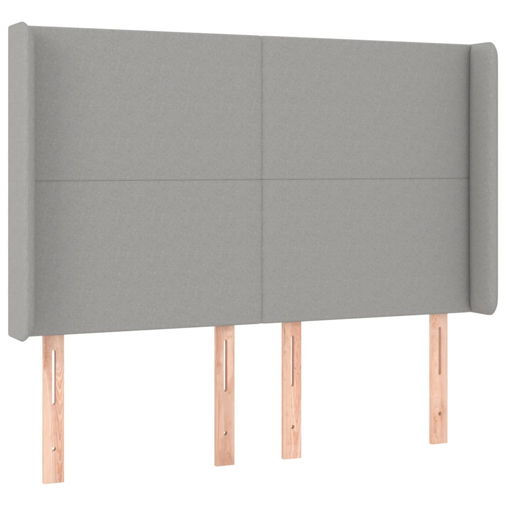 kontinentalseng med LED-lys 140x190 cm stof lysegrå
