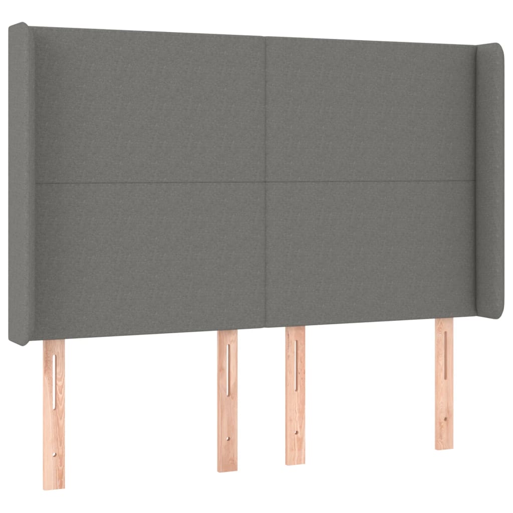 kontinentalseng med LED-lys 140x190 cm stof mørkegrå