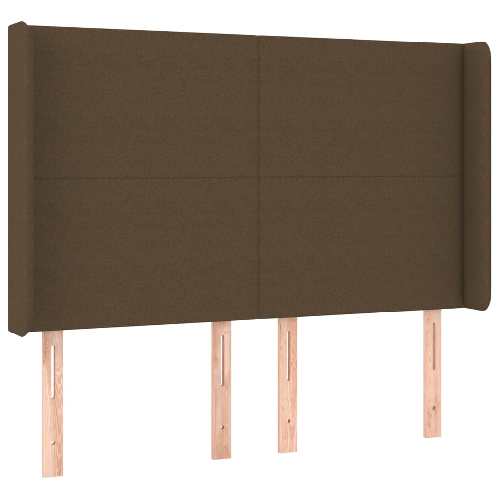 kontinentalseng med LED-lys 140x190 cm stof mørkebrun