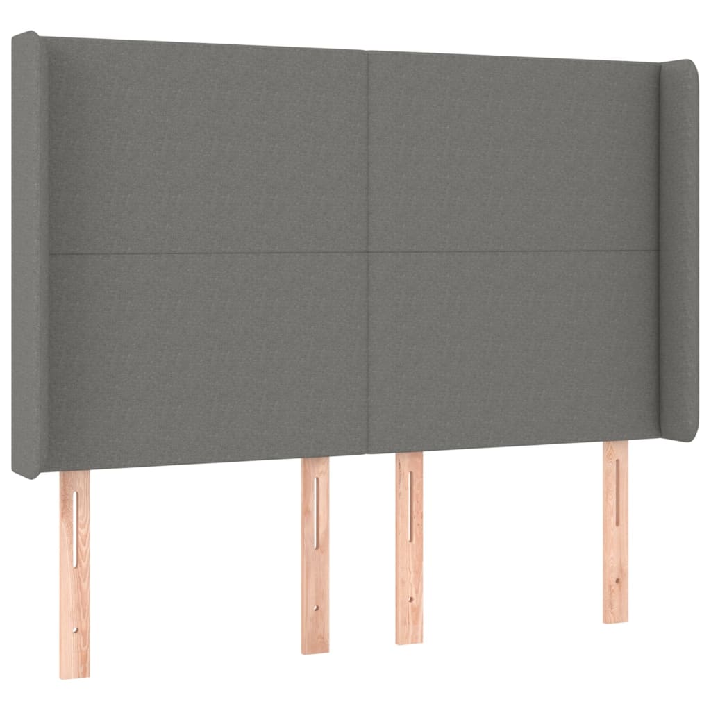 kontinentalseng med LED-lys 140x200 cm stof mørkegrå