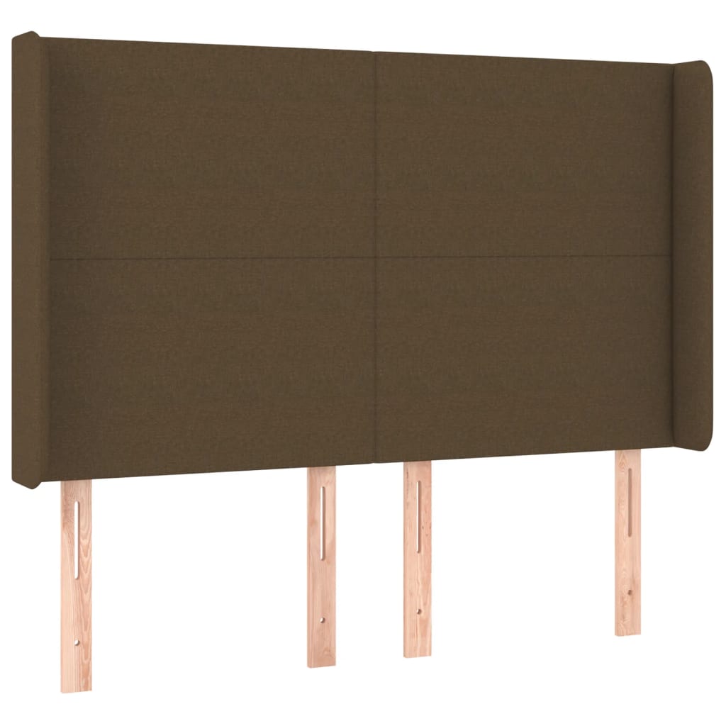 kontinentalseng med LED-lys 140x200 cm stof mørkebrun