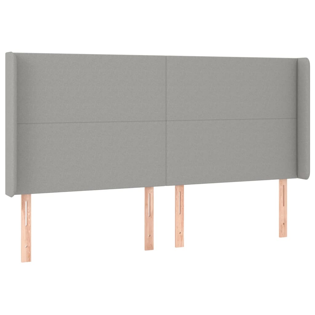 kontinentalseng med LED-lys 200x200 cm stof lysegrå
