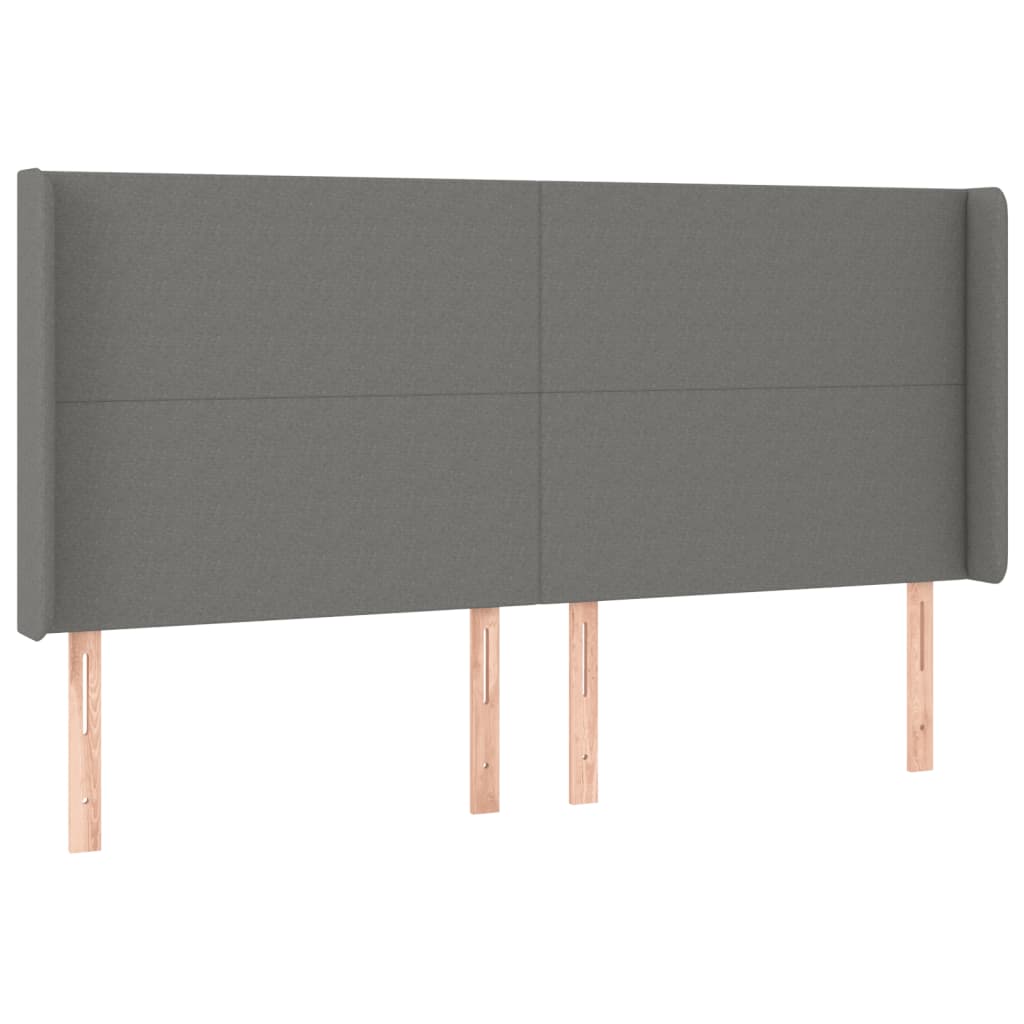 kontinentalseng med LED-lys 200x200 cm stof mørkegrå