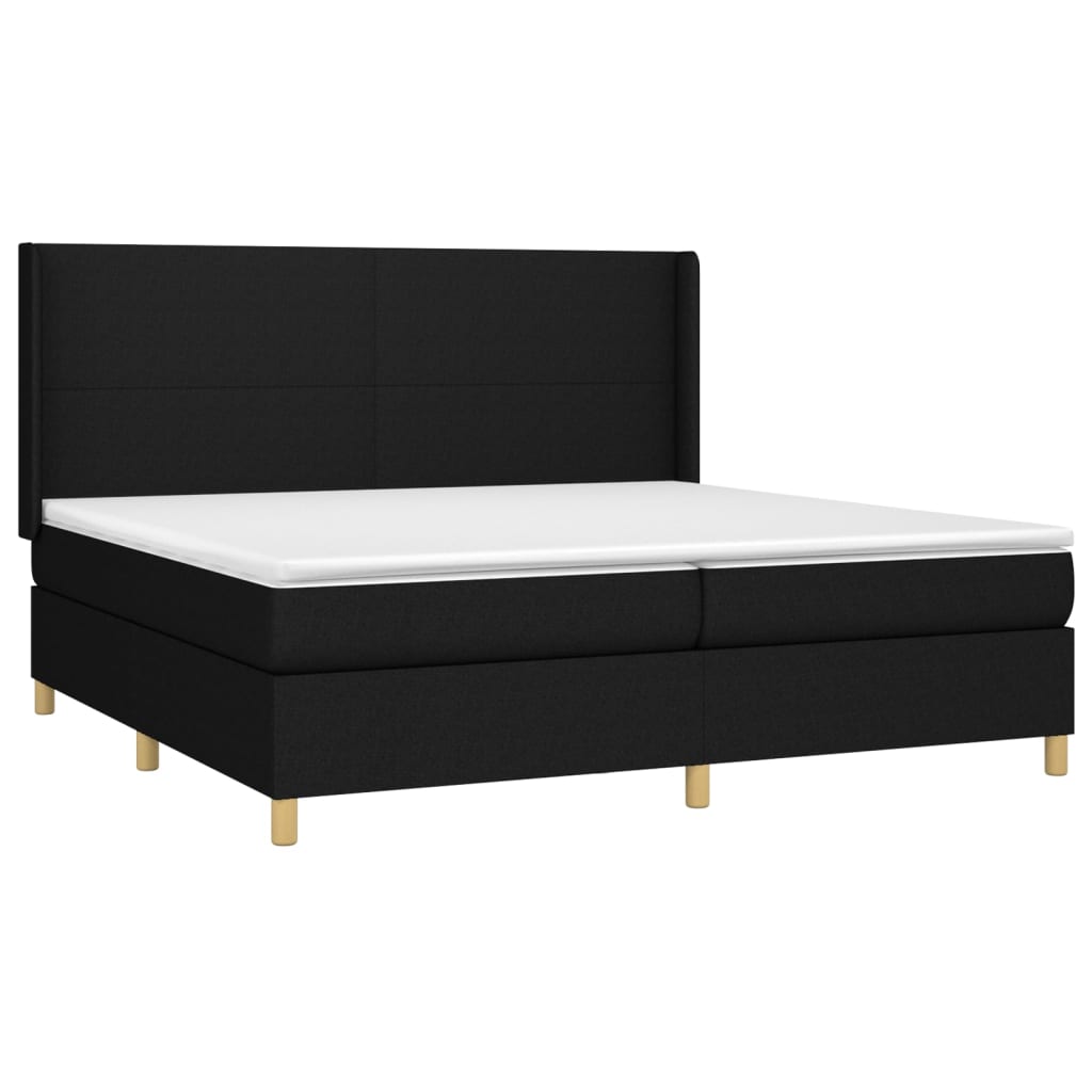 kontinentalseng med LED-lys 200x200 cm stof sort
