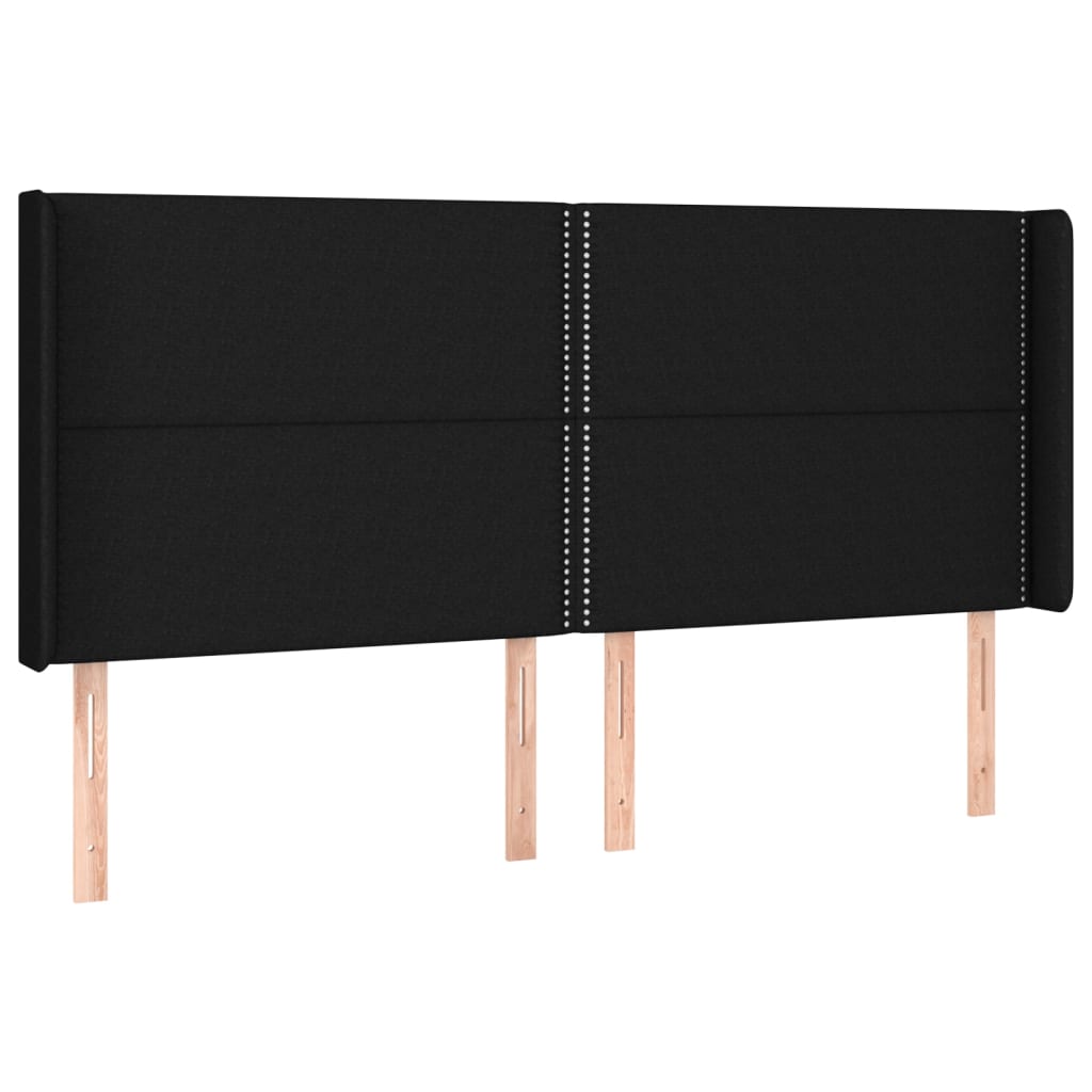 kontinentalseng med LED-lys 200x200 cm stof sort
