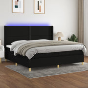 kontinentalseng med LED-lys 200x200 cm stof sort