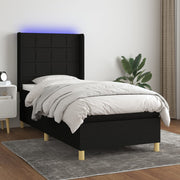 kontinentalseng med LED-lys 80x200 cm stof sort