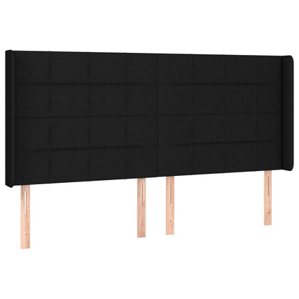 kontinentalseng med LED-lys 160x200 cm stof sort