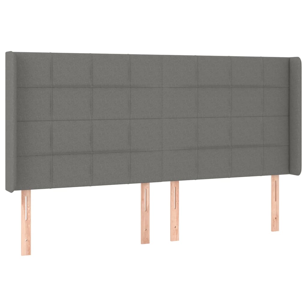 kontinentalseng med LED-lys 200x200 cm stof mørkegrå