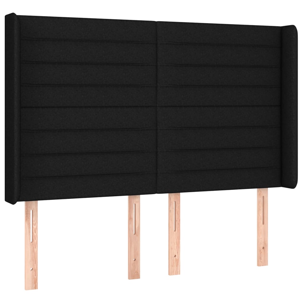 kontinentalseng med LED-lys 140x190 cm stof sort