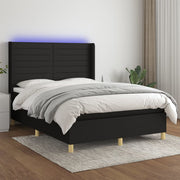 kontinentalseng med LED-lys 140x190 cm stof sort
