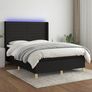kontinentalseng med LED-lys 140x200 cm stof sort