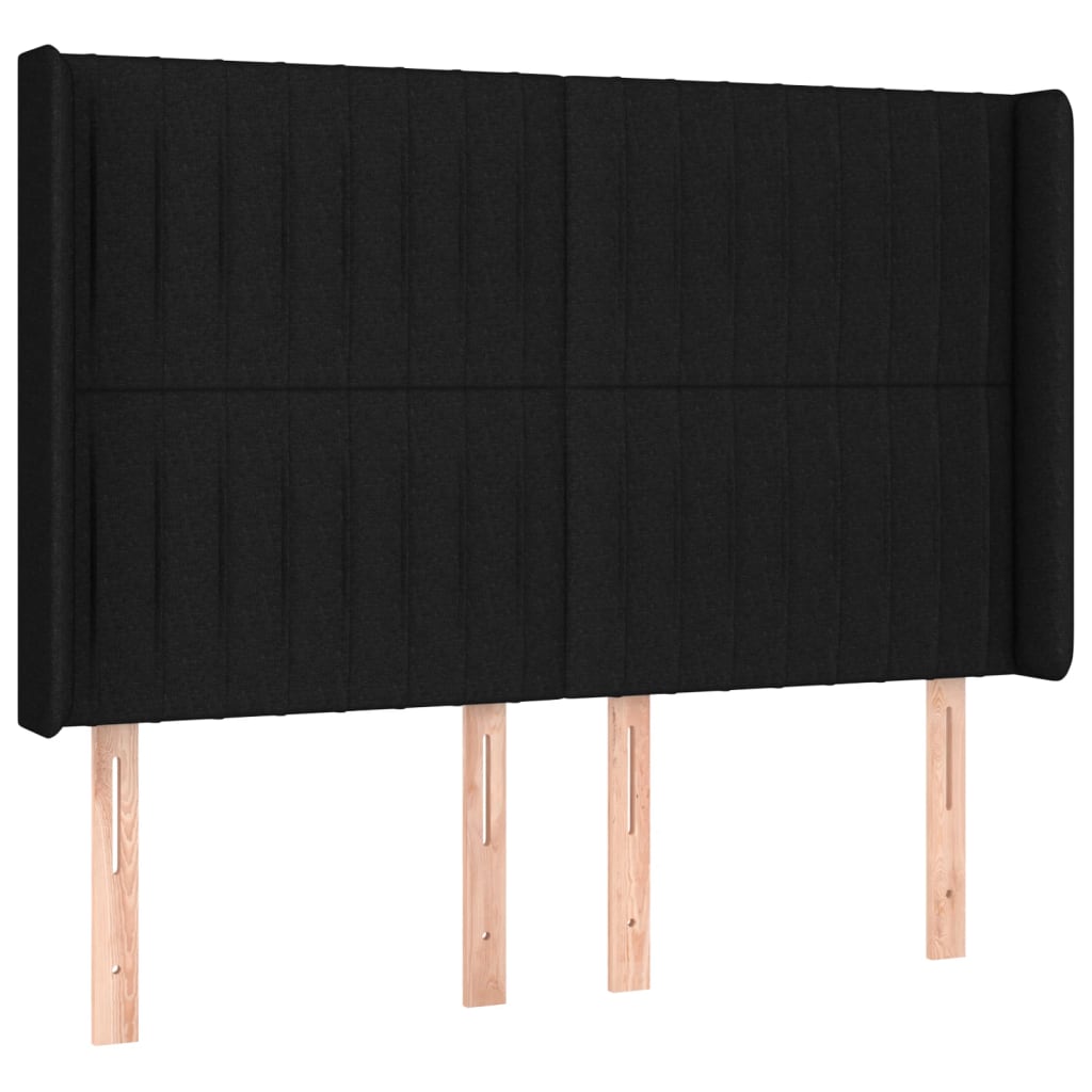 kontinentalseng med LED-lys 140x190 cm stof sort