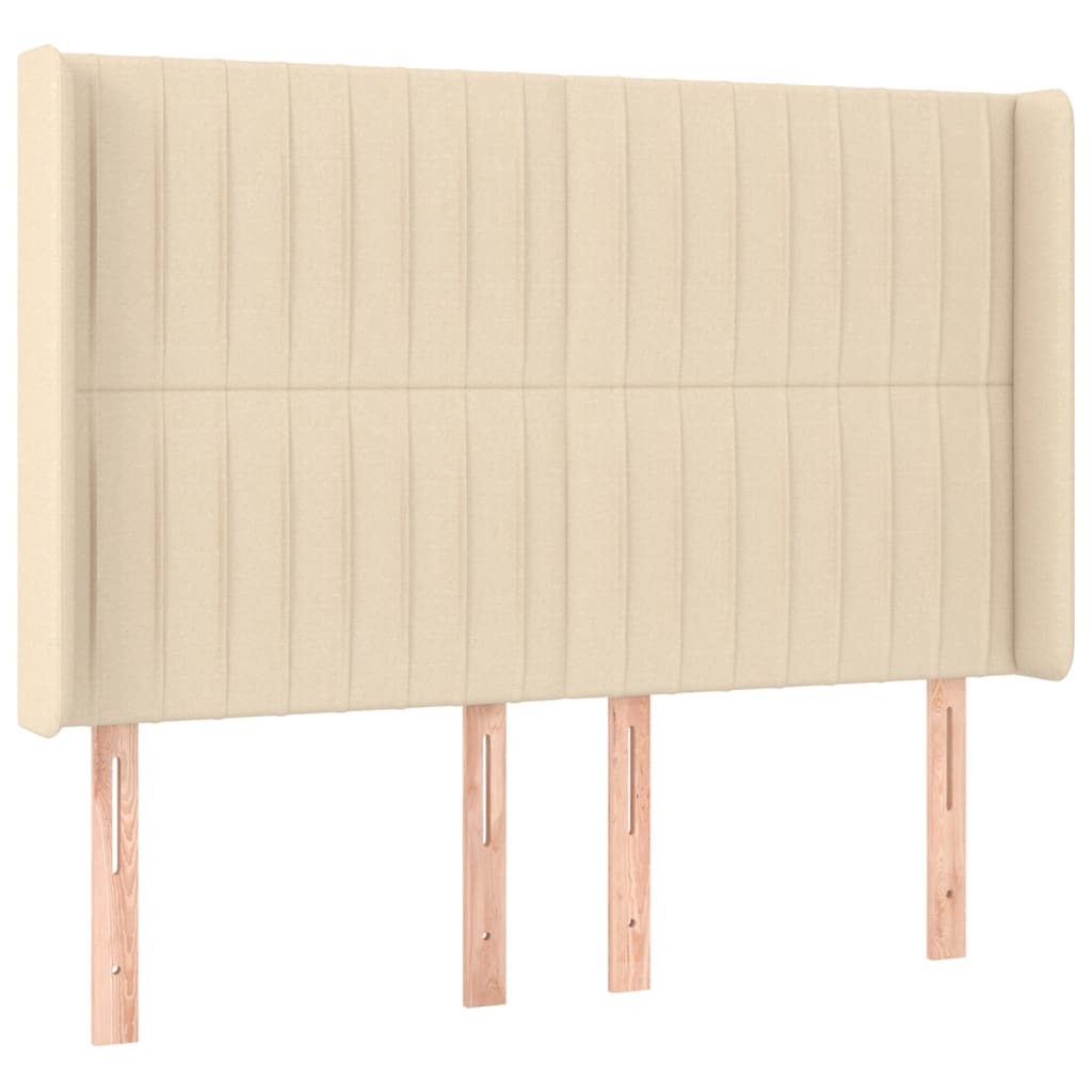 kontinentalseng med LED-lys 140x190 cm stof cremefarvet