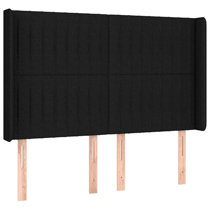 kontinentalseng med LED-lys 140x200 cm stof sort