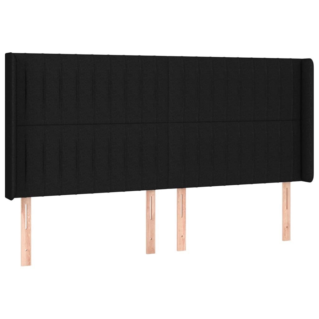 kontinentalseng med LED-lys 160x200 cm stof sort