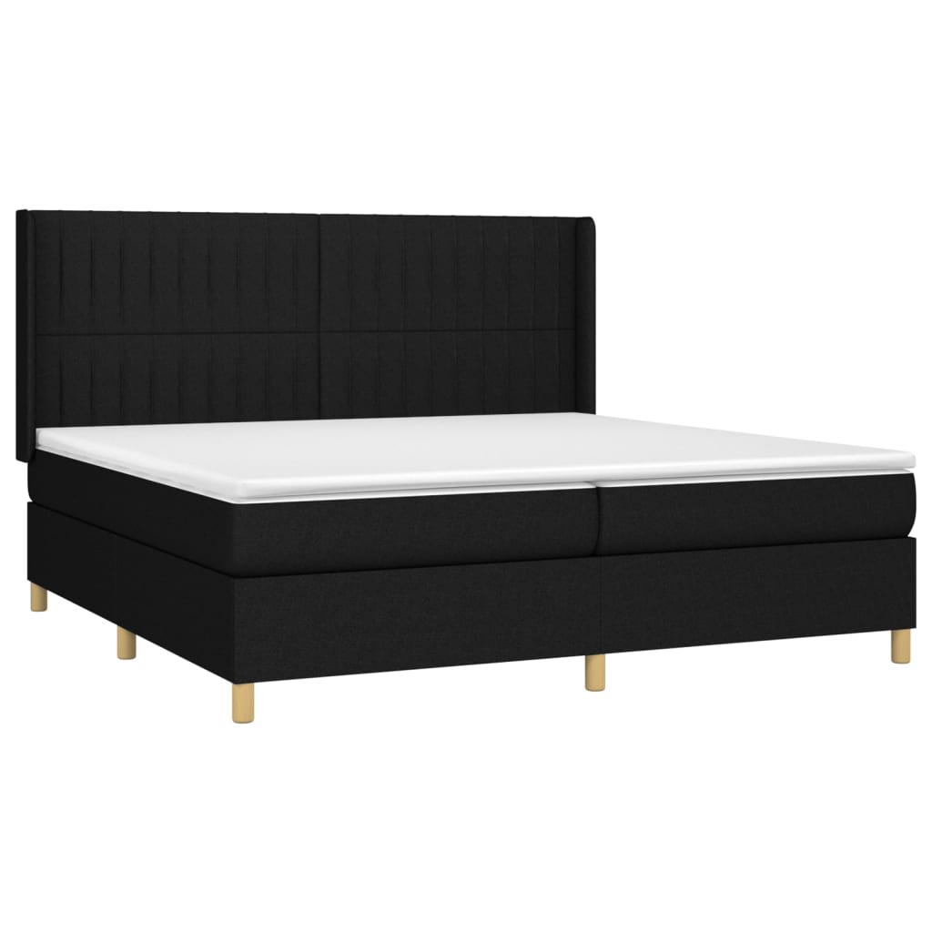 kontinentalseng med LED-lys 200x200 cm stof sort
