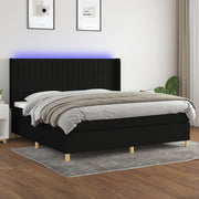 kontinentalseng med LED-lys 200x200 cm stof sort