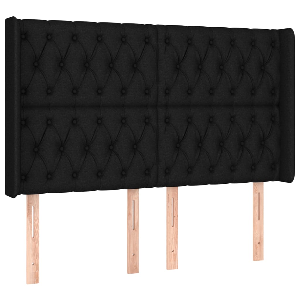 kontinentalseng med LED-lys 140x190 cm stof sort