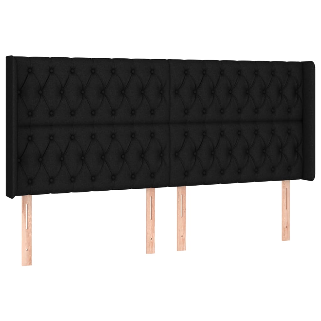kontinentalseng med LED-lys 180x200 cm stof sort