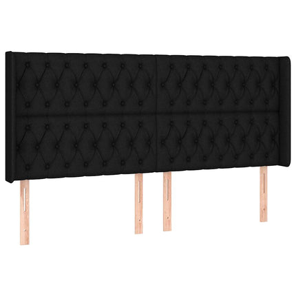 kontinentalseng med LED-lys 200x200 cm stof sort