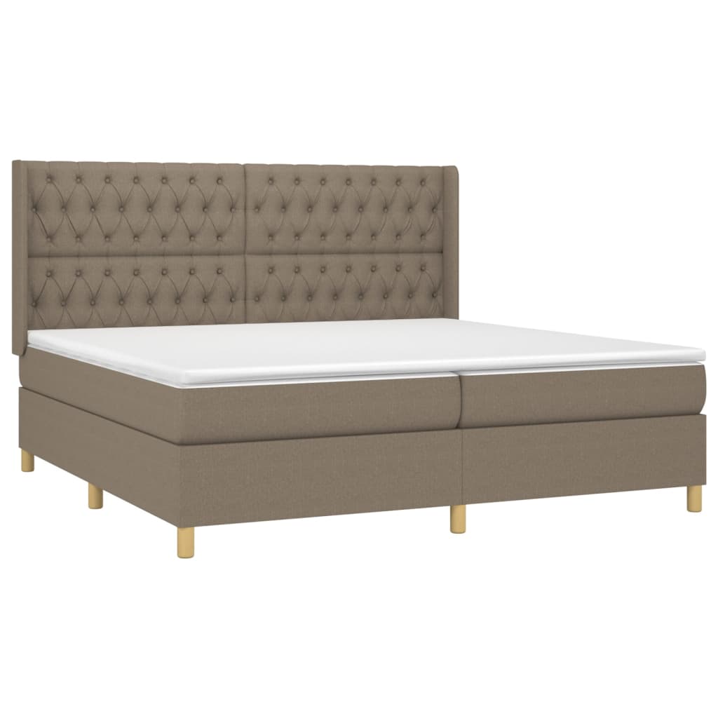 kontinentalseng med LED-lys 200x200 cm stof gråbrun