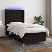 kontinentalseng med LED-lys 80x200 cm stof sort