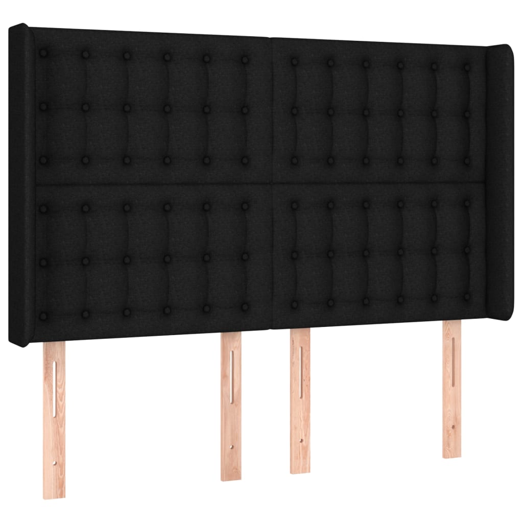 kontinentalseng med LED-lys 140x200 cm stof sort