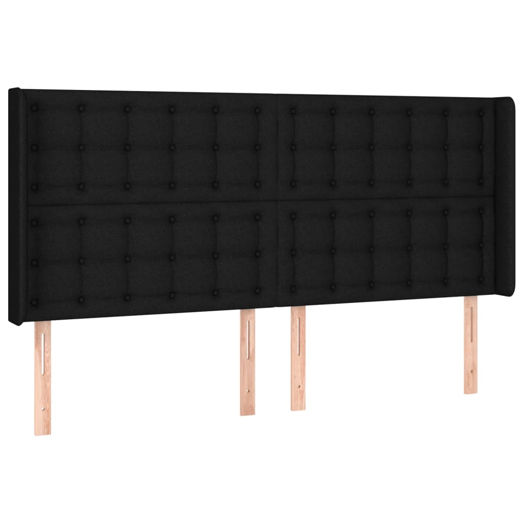 kontinentalseng med LED-lys 160x200 cm stof sort
