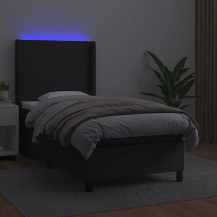 kontinentalseng med LED-lys 90x200 cm kunstlæder sort