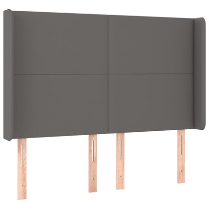 kontinentalseng med LED-lys 140x190 cm kunstlæder grå